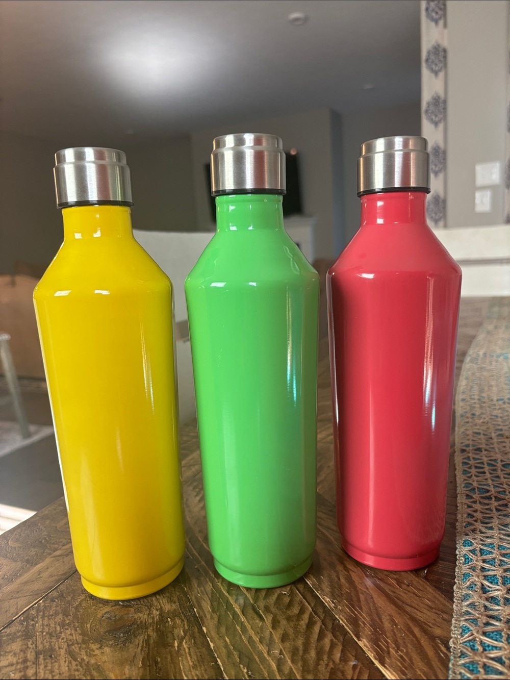 Insulated Stainless Steel Water Bottle - Yellow, Green, Pink 3 Bottles Bundle